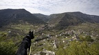 Panarama du haut du rocher de Caplus, vue vers Peyreleau (sud, sud-ouest) - 48