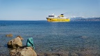 L'Île-Rousse, ferry arrivant au port (2B)
